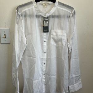 Eileen Fisher Organic Handkerchief Linen Mandarin Collar Shirt Size M NWT
